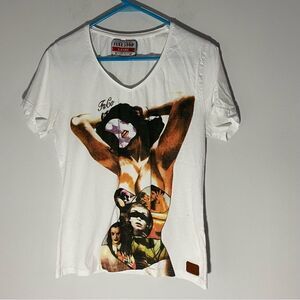 Full Stop V Neck Girl Printed Short Sleeve Tee size L